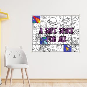 Safe Space Collaborative Coloring Poster | Teamwork Classroom Activity | Giant Coloring Poster Mural | Social Emotional Learning Art