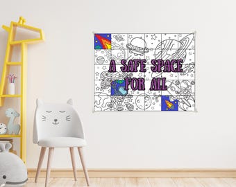 Safe Space Collaborative Coloring Poster: SEL Teamwork Activity (PDF Download