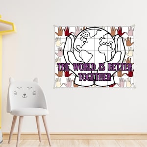 Better Together Collaborative Coloring Poster | Teamwork Classroom Activity | Giant Coloring Poster Mural | Social Emotional Learning Art