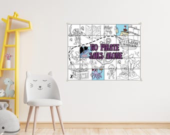 Pirate Teamwork Coloring Poster: Classroom SEL Activity (PDF Download