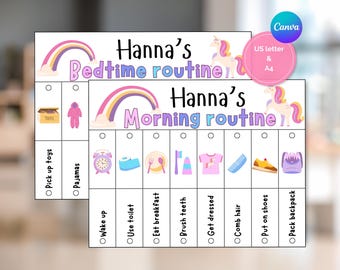 Bewerkbaar routineschema voor kinderen: ochtend-, bedtijd- en dagelijkse taken (afdrukbare pdf)