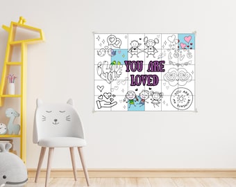 You Are Loved Valentine Collaborative Coloring Poster: SEL Teamwork Activity (PDF Download)