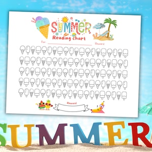 100 Book Summer Reading Chart, Reading Reward Chart, Summer Reading Log For Kids, Kids Reading Challenge, Printable Summer Reading Tracker