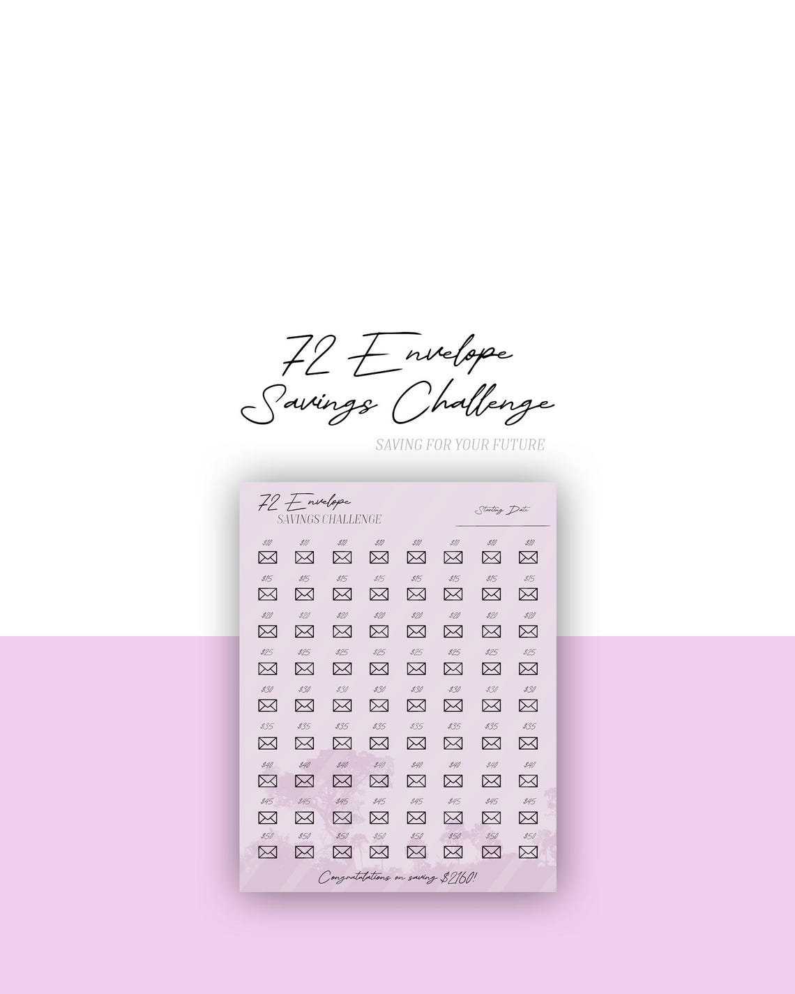 72 Envelope Savings Challenge Printable PDF - Etsy