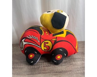 Vintage Speed Racer Mach 5 Plush Pillow - Number 5 Race Car Retro Toy