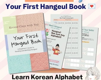 Libro de ejercicios del alfabeto coreano para principiantes / Aprende hangeul paso a paso / PDF + audio incluido