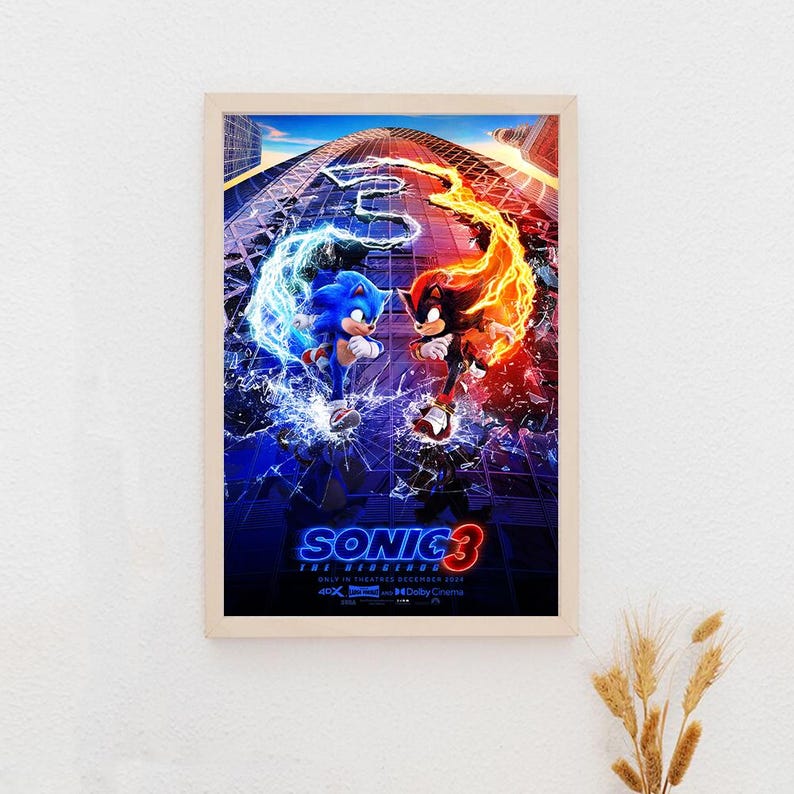 Sonic the Hedgehog 3 2024 Movie Postermodern Canvas Print Wall Art ...