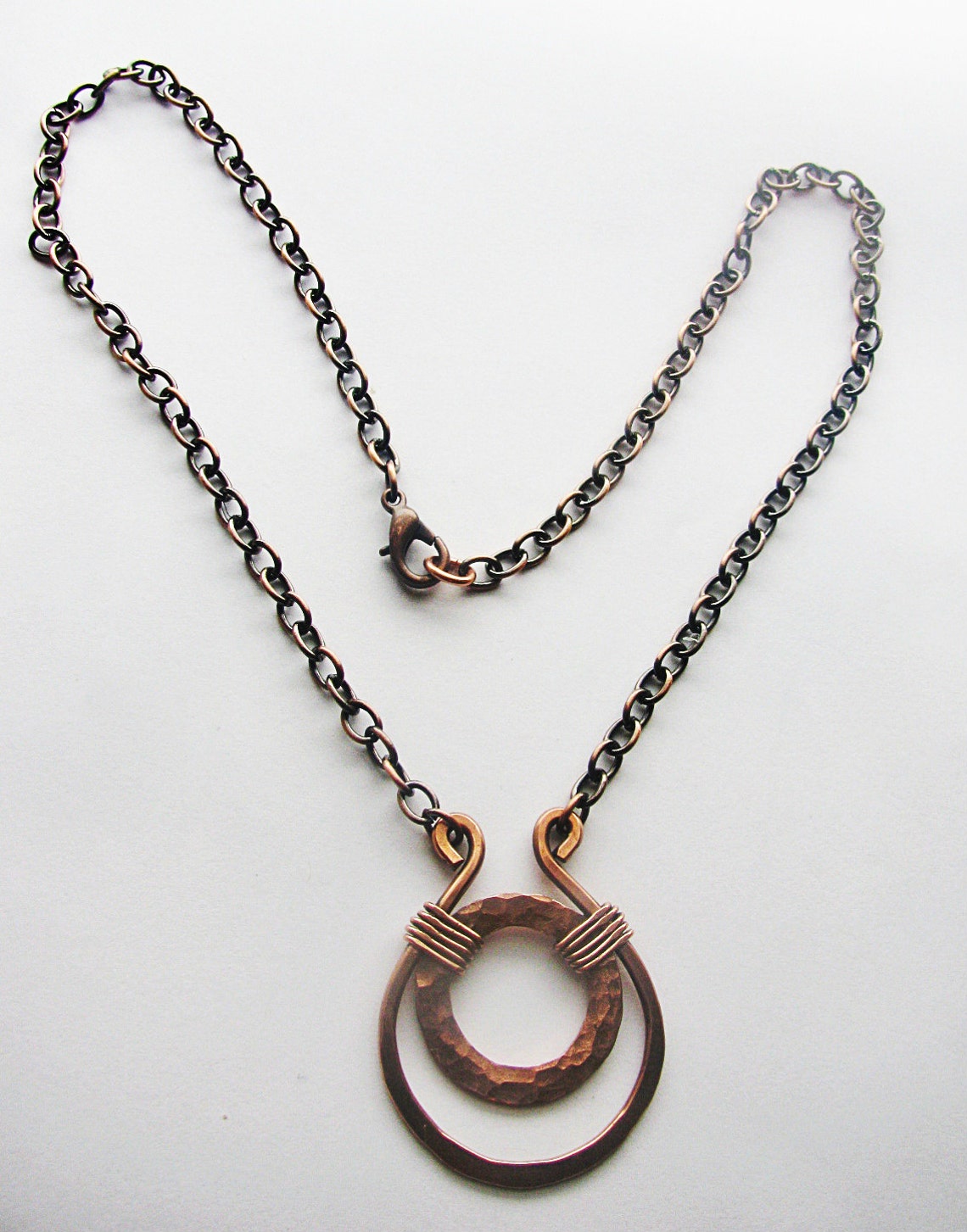 Rustic Hammered Copper Necklace Etsy