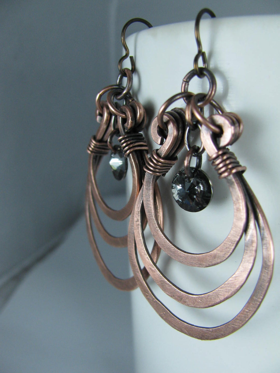 Layered Copper Hoops With Silver Night Swarovski Crystals - Etsy