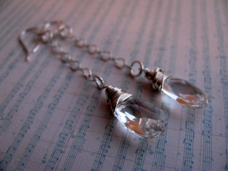 Wire Wrapped Swarovski Clear Crystals Hanging From Sterling Etsy