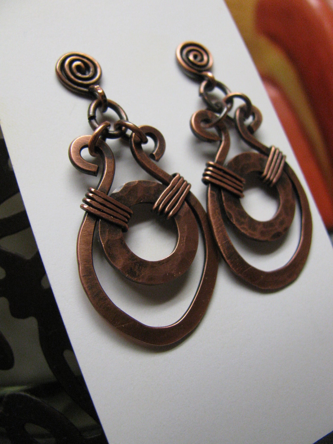 Handmade Hammered Copper Earrings Etsy