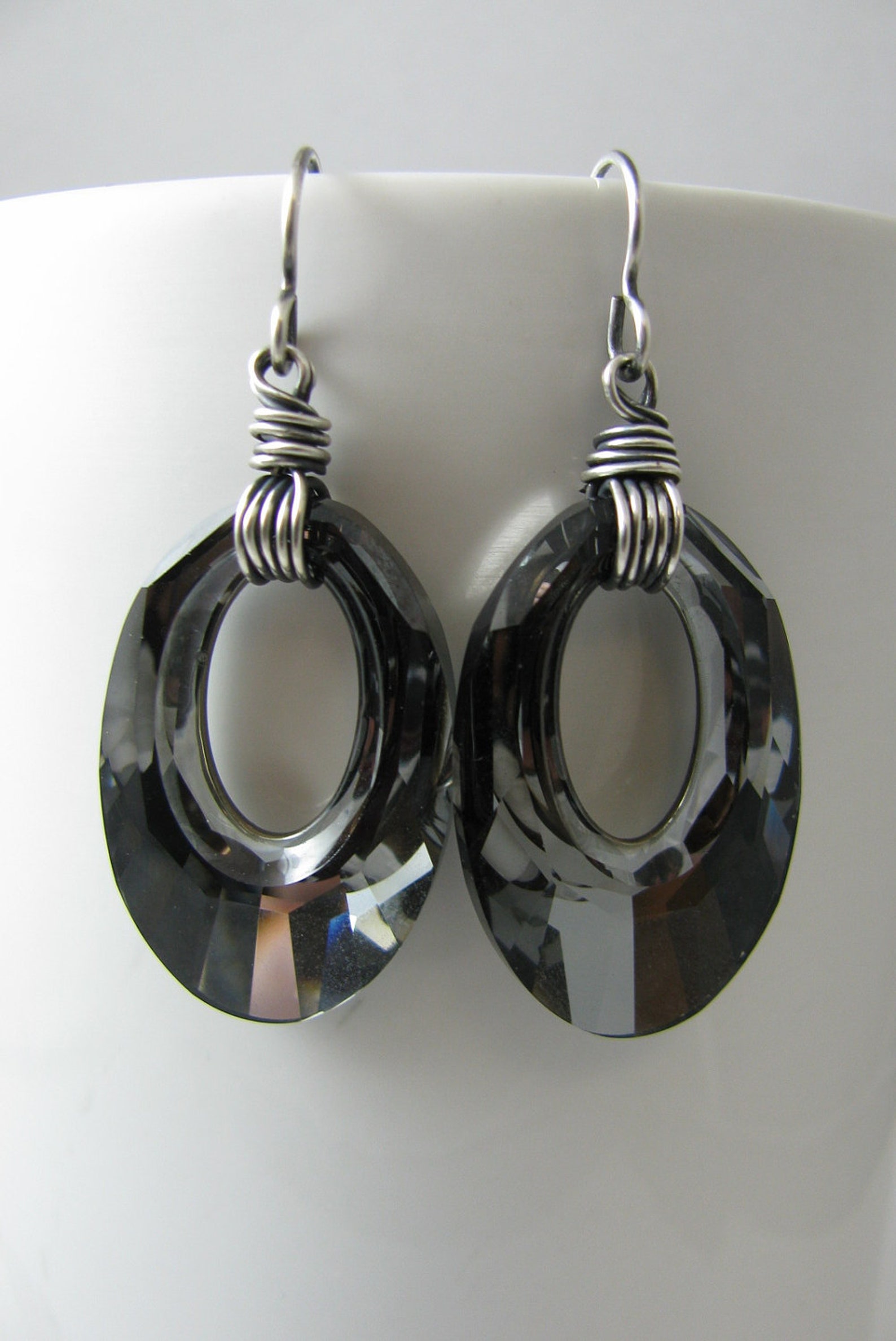 Large Swarovski Gogo Silver Nights Crystals and Silver Etsy