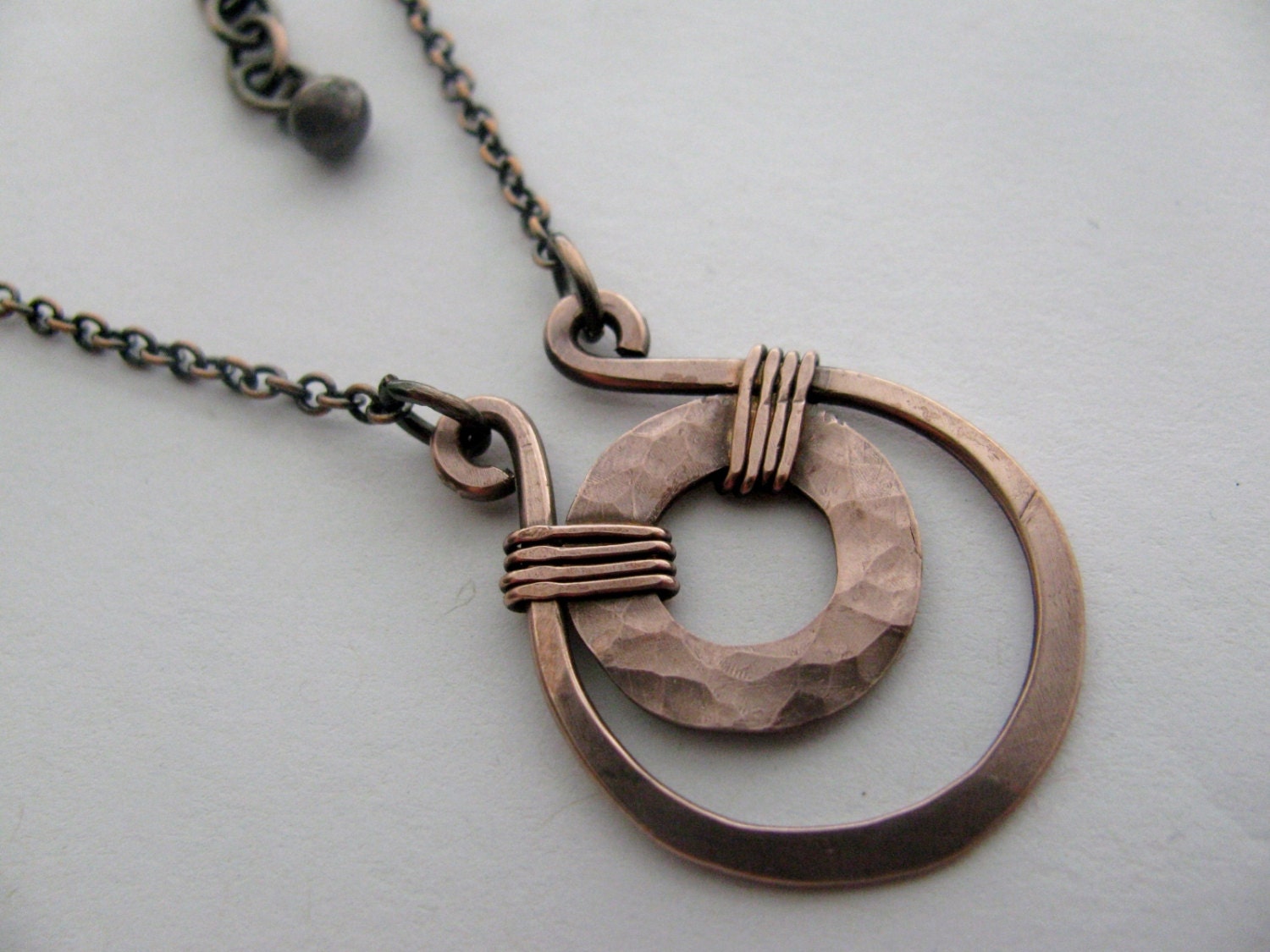 Hammered Copper Necklace Smaller Size Etsy
