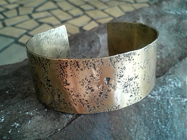 Hammered Pitted Solid Brass Cuff Etsy