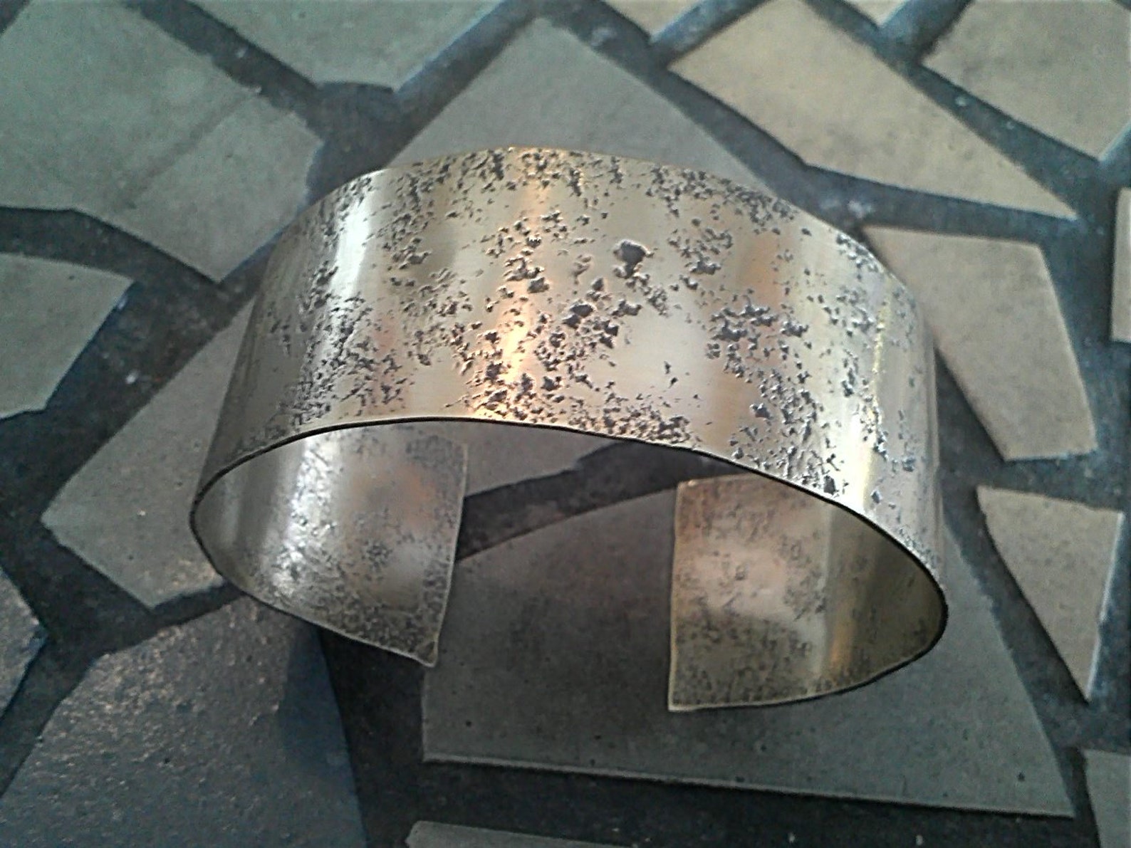 Hammered Pitted Solid Brass Cuff Etsy
