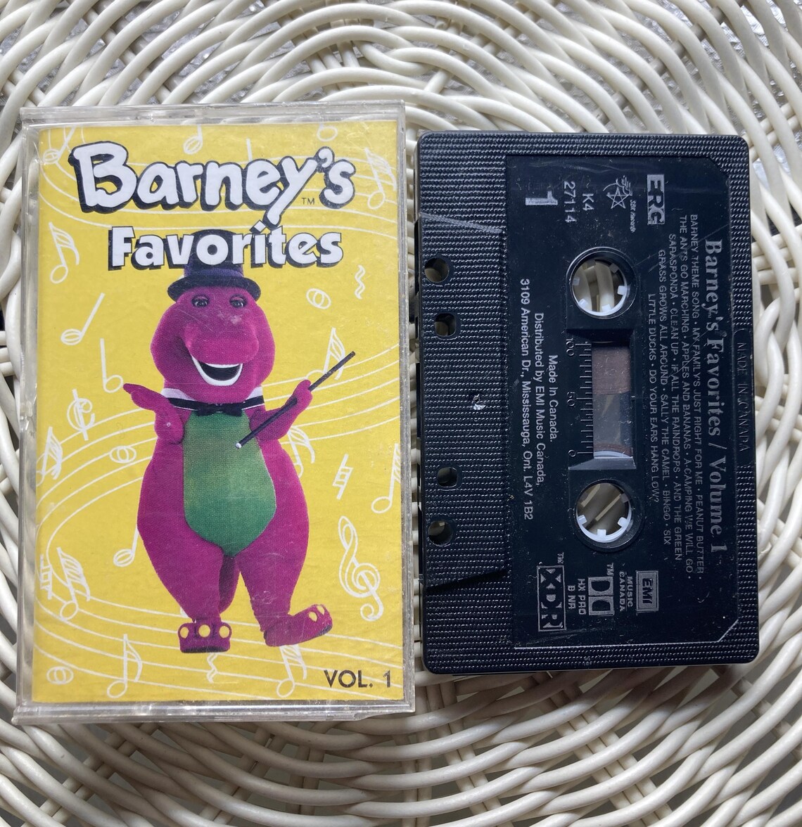 Barney's Favorites Volume 1 Cassette Tape Retro 90s Kids Music