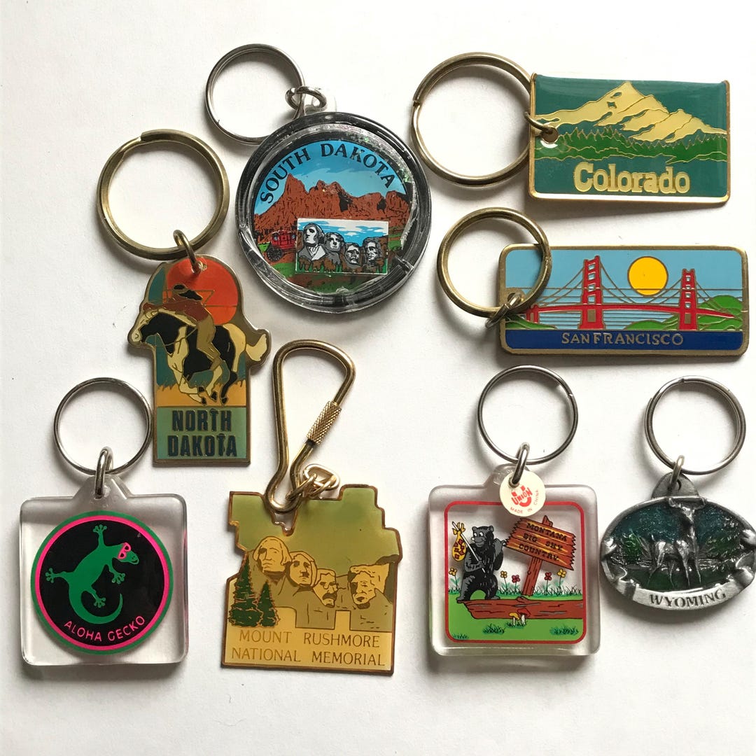 Vintage US Destination Keychains United States Retro 80s 90s Key-ring ...
