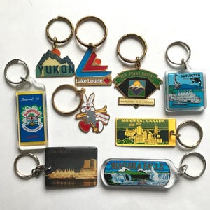 Vintage Canadian Keychains Ski Resorts Cities Vancouver Retro 80s 90s Canada Key-ring - Pick One