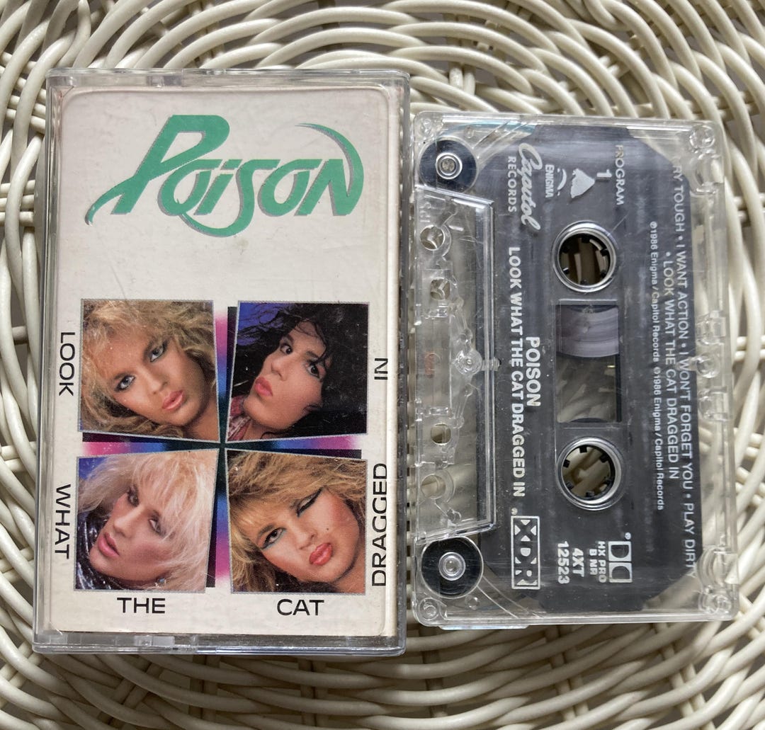 Poison First Album Poison - Look What the Cat Dragged in Cassette Tape 1986 80s Rock Glam ...