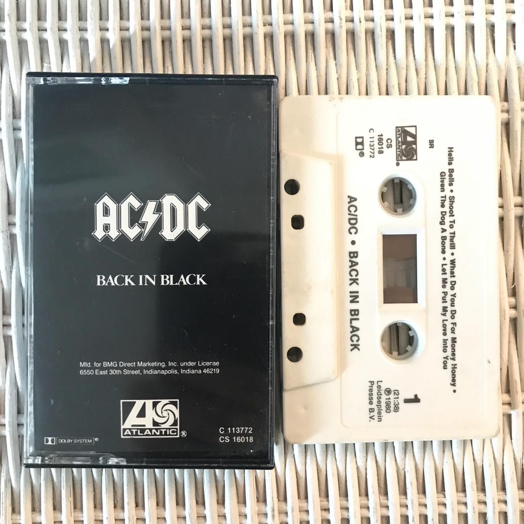AC/DC - Back in Black Cassette Tape 1980 Classic 80s Hard Rock Gift - Etsy