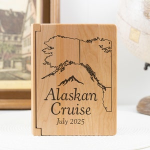 Album photo de croisière en Alaska, personnalisé avec la date du voyage et la carte de l'Alaska, cadeaux d'aventure en Alaska, croisière en famille