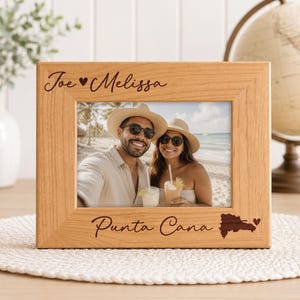 Personalized Punta Cana Wood Picture Frame: Dominican Republic Map Gift