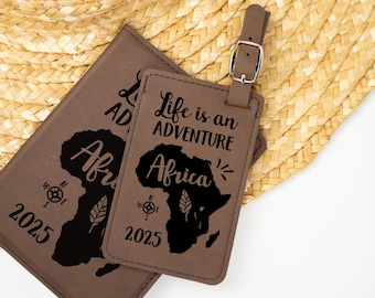 Personalized Africa Map Luggage Tag & Passport Cover Set