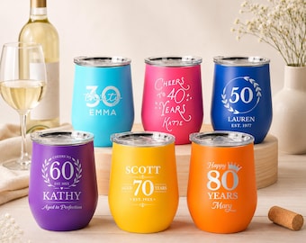 Gobelet à vin personnalisé : cadeau d'anniversaire pour homme ou femme
