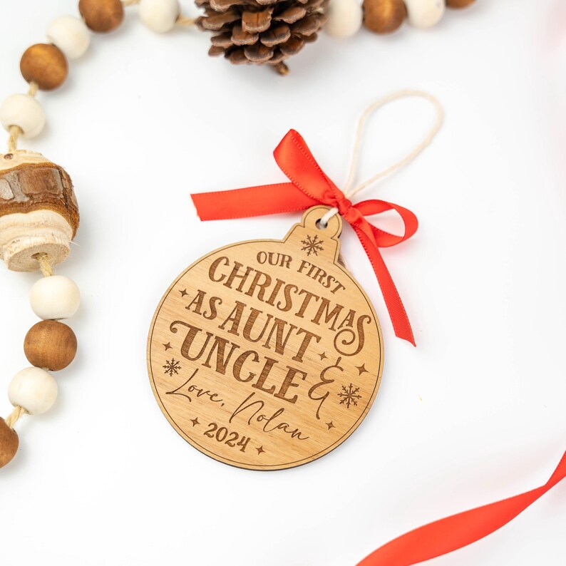 First Christmas as Aunt and Uncle Ornament 2025, Personalized With Baby ...