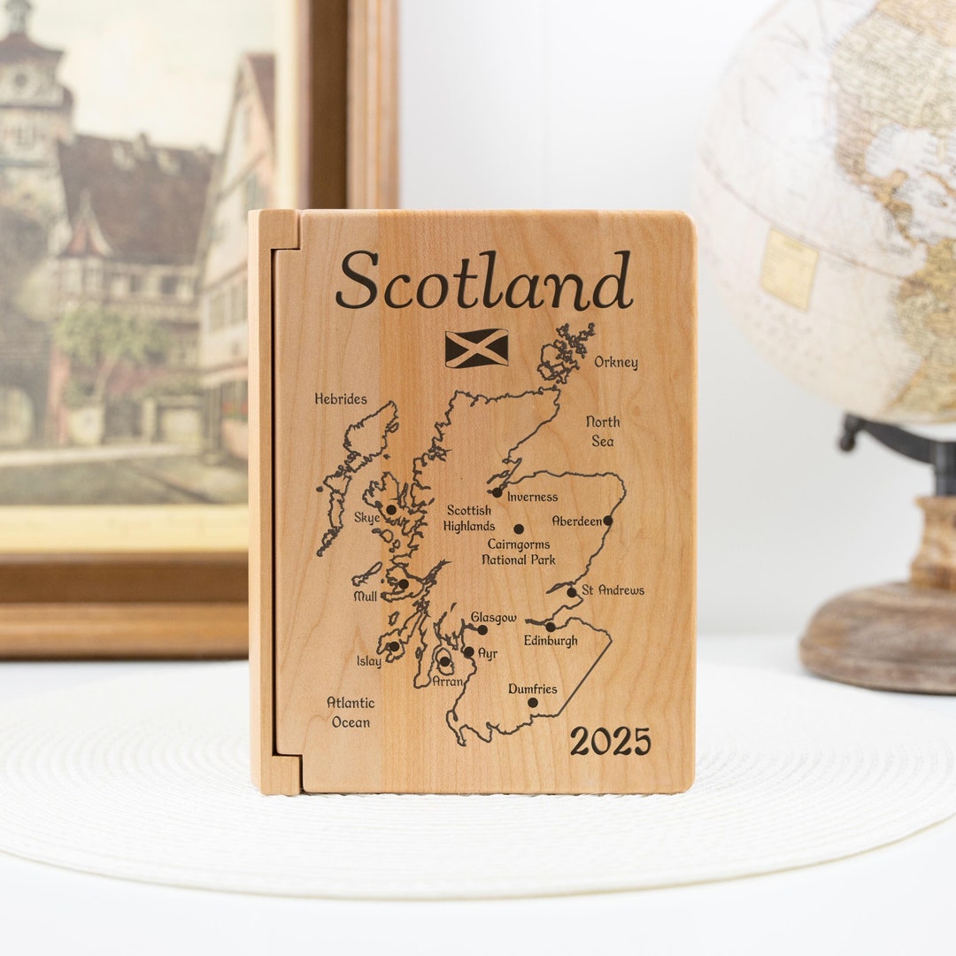 Scotland Travels Photo Album, Engraved Map of Scotland, Personalized ...