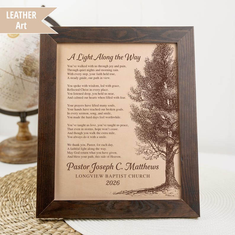 Pastor Gift: Personalized Thank You Poem for Pastor, Engraved on ...