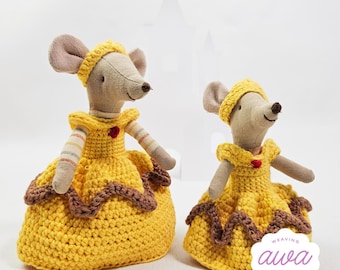 Maileg Mouse princess dresses | The beauty's dress for Maileg mice | Handcrafted Maileg mouse princess dress | Dollhouse mouse clothes