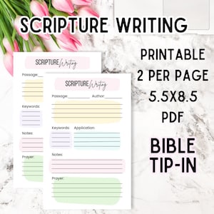 scripture Writing bible tip-in, scripture journal, prayer journal, bible Journaling, bible study printable, bible study journal, pdf