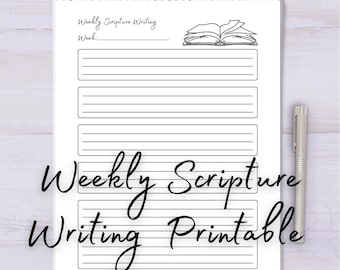Escritura bíblica semanal imprimible, diario bíblico imprimible, estudio bíblico imprimible, páginas de diario imprimibles, consejo bíblico imprimible en.