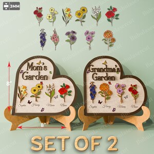 Personalisierte Omas Garten Laser Cut Datei | Personalisierte Geburtsblume Muttertagsgeschenk für Mamma Geschenk für Großmutter glücklicher Muttertag /B45