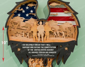 Eid-Denkmal SVG, Adler Militär Tribute Laser Cut Files, 3D Holzschild, gedenktag veteranen wandkunst / B121