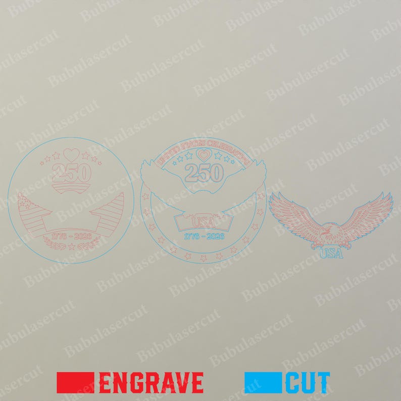 Amerika 250 SVG-paket med 8 patriotiska dörrhängardesigner, 1776–2026 självständighetsdagen laserskurna runda skyltfiler /B498 bild 2