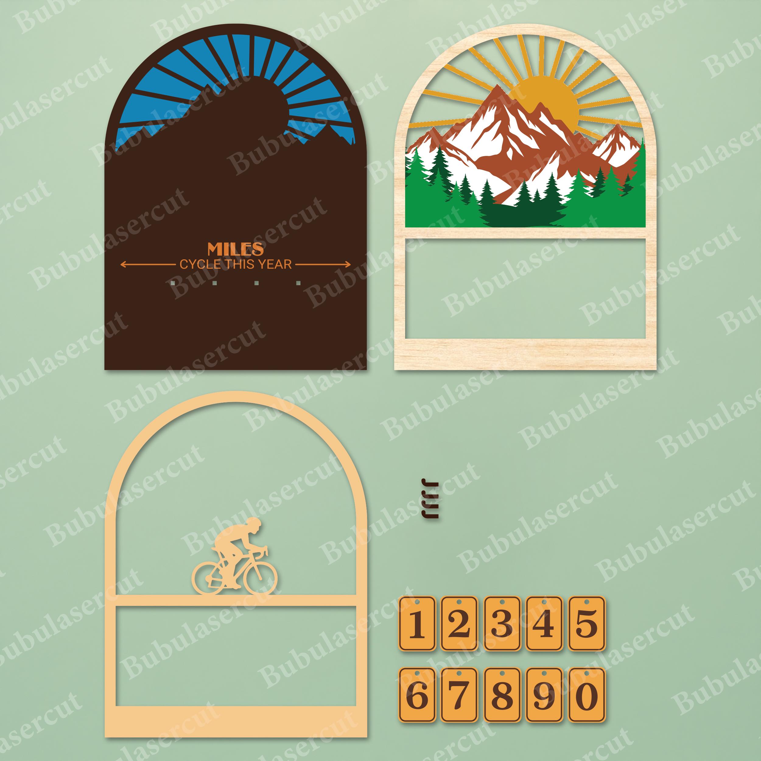 Cycling Distance Tracker Set, Miles and Kilometers Cycled This Year ...