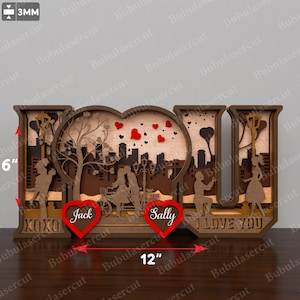 Arquivo de corte a laser personalizado para o Dia dos Namorados com várias camadas, Dia dos Namorados com várias camadas de amor, Dia dos Namorados para casais, Presente de Dia dos Namorados, Decoração de Dia dos Namorados /P711