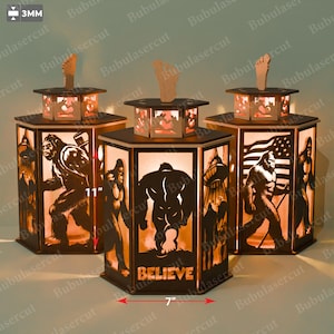 Archivo de corte láser de linterna de Pie Grande / Candelabro de Pie Grande Candelabro de Pie Grande Linterna de Pie Grande SVG de Pie Grande Silueta de Pie Grande / B80