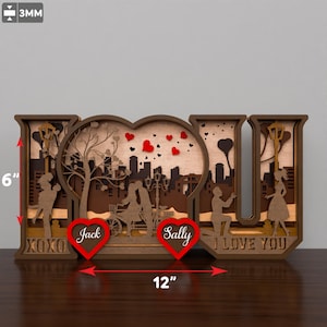 Multistrati personalizzati di San Valentino, file di taglio laser multistrato di San Valentino, coppia di San Valentino, regalo di San Valentino, decorazione di San Valentino /P711