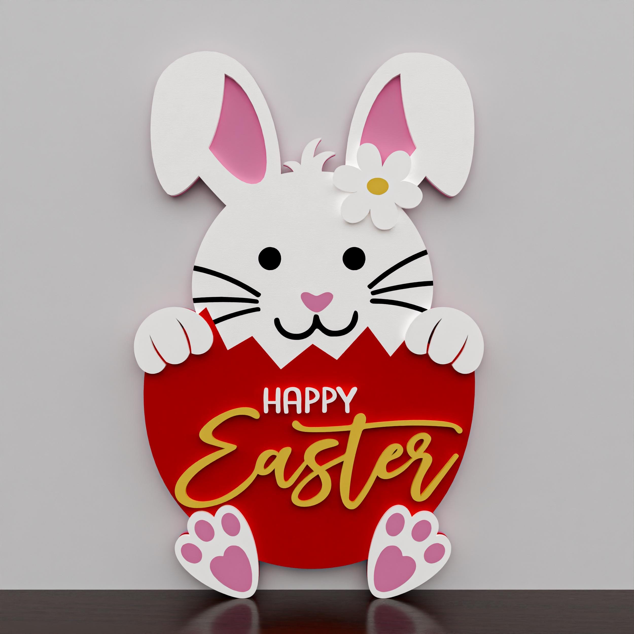 Easter Bunny Door Hanger Laser Cut Files, Easter Bunny Welcome Sign SVG ...