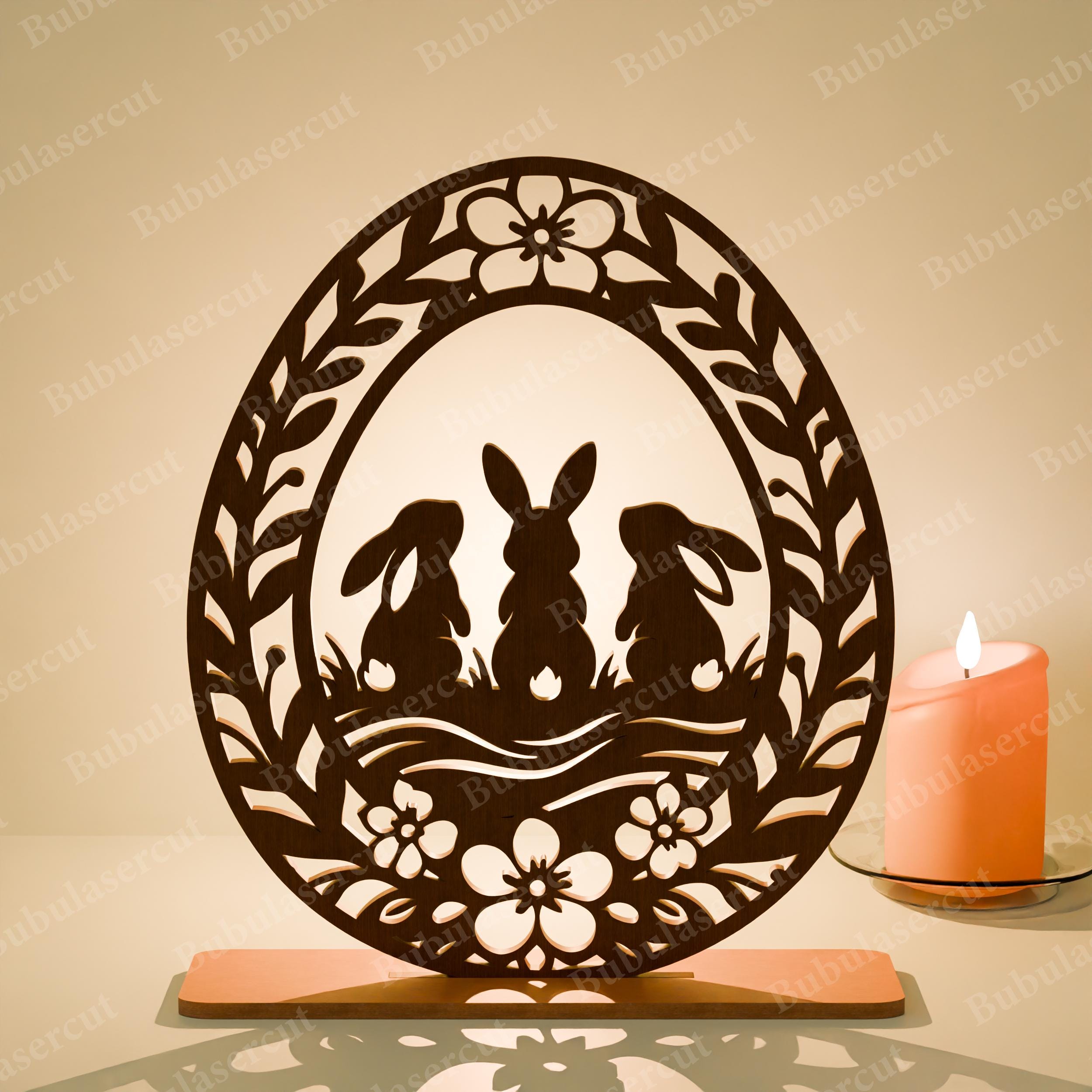 Easter Egg Bunny SVG Bundle, Laser Cut Spring Tabletop Decor File ...