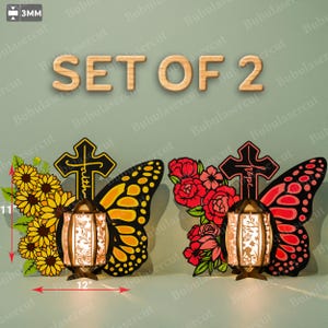 Lanterna de Fé Borboleta Corte a Laser Arquivo/Cruz de Fé Lanterna Girassol Jesus Decoração de Borboleta Cristão Esperança Cruz de Borboleta Religiosa/B37