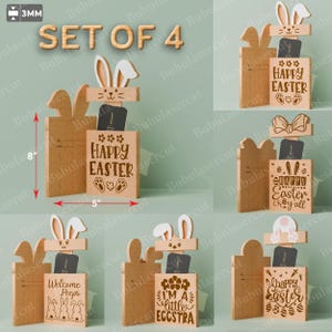 Fichier personnalisé découpé au laser pour carte-cadeau de Pâques | Porte-monnaie de Pâques Cadeaux de Pâques pour enfants Porte-monnaie de Pâques Carte Joyeuses Pâques/B28