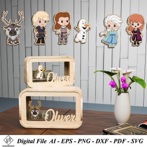 Gefrorene Spardose Laser Cut svg, Elsa Spardose svg, Olaf Spardose svg, Geschenk für Kinder, Spardose svg, Kinderspardose svg