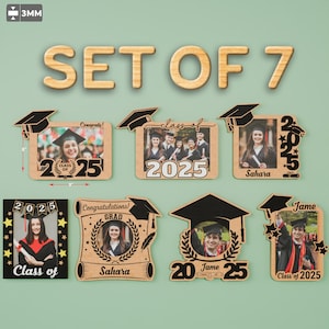 Fichier personnalisé découpé au laser pour cadre photo pour diplômés | Cadre photo pour l'obtention du diplôme Cadre photo pour l'obtention du diplôme d'études secondaires Cadeau de fin d'études 2025/B115