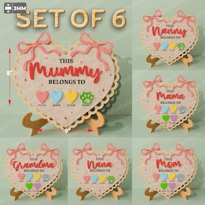 Questo cartello "La mamma appartiene alla mamma" è tagliato al laser / Mamma personalizzata con i nomi dei bambini, regalo per la festa della mamma, regalo per la mamma, regalo per neomamme / B60