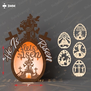 Porta-velas de Páscoa Jesus Cristo Ressuscitou Arquivo de corte a laser | Ele ressuscitou Lanterna Decoração de Páscoa Feliz Lanterna de Páscoa Lanterna de Cristo /B22
