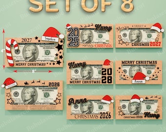 Christmas Money Holder SVG Bundle, Cash Gift Card Holder Laser Cut File, Personalized Wood Gift Envelope, Digital Download /B333